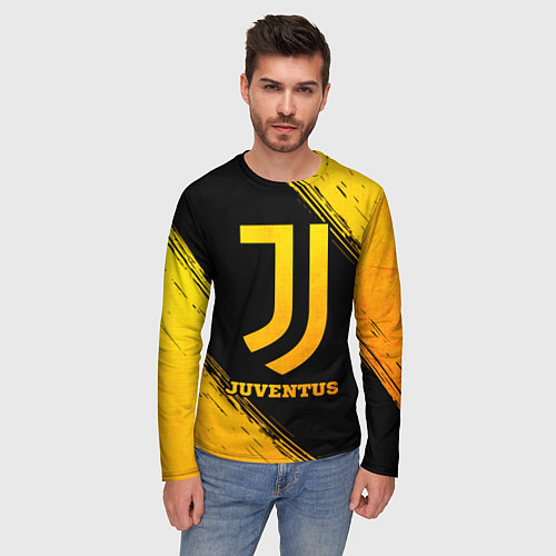 Мужской лонгслив Juventus - gold gradient / 3D-принт – фото 3