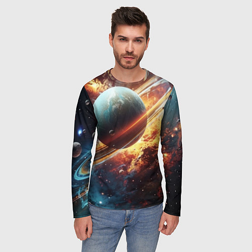 Мужской лонгслив Большая планета / 3D-принт – фото 3