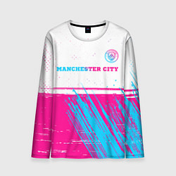 Лонгслив мужской Manchester City neon gradient style посередине, цвет: 3D-принт