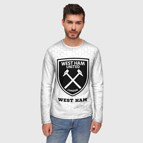Мужской лонгслив West Ham sport на светлом фоне / 3D-принт – фото 3