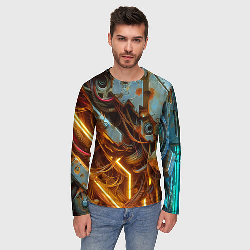 Мужской лонгслив Cyber armor - ai art / 3D-принт – фото 3