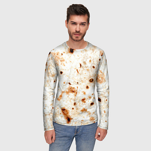 Мужской лонгслив Текстура светлого лаваша / 3D-принт – фото 3