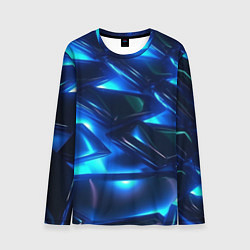 Лонгслив мужской Синие абстрактные неоновые плиты, цвет: 3D-принт