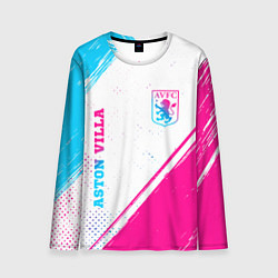 Лонгслив мужской Aston Villa neon gradient style вертикально, цвет: 3D-принт