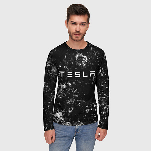 Мужской лонгслив Tesla black ice / 3D-принт – фото 3