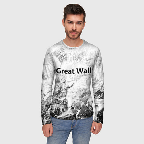 Мужской лонгслив Great Wall white graphite / 3D-принт – фото 3
