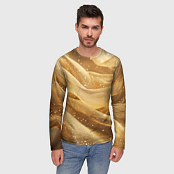 Лонгслив мужской Золотистая текстура с блестками, цвет: 3D-принт — фото 2
