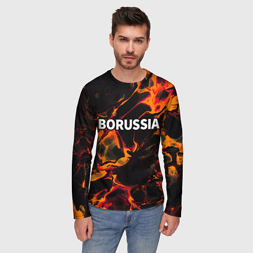 Мужской лонгслив Borussia red lava / 3D-принт – фото 3