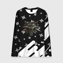 Лонгслив мужской Ведьмак медальён лого паттерн, цвет: 3D-принт