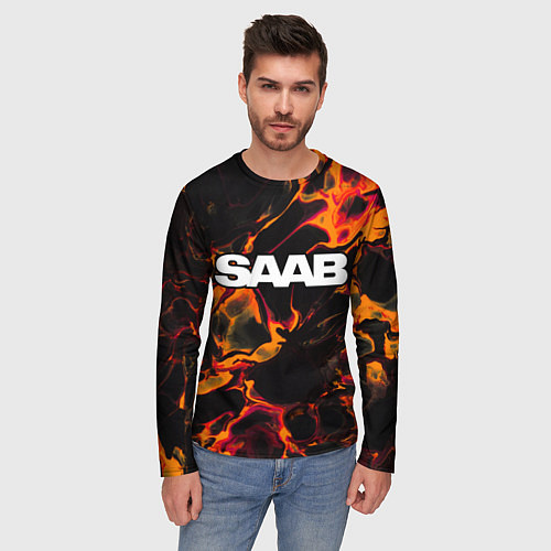 Мужской лонгслив Saab red lava / 3D-принт – фото 3