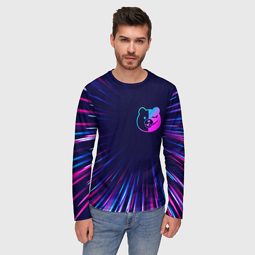 Мужской лонгслив Danganronpa neon blast lines / 3D-принт – фото 3