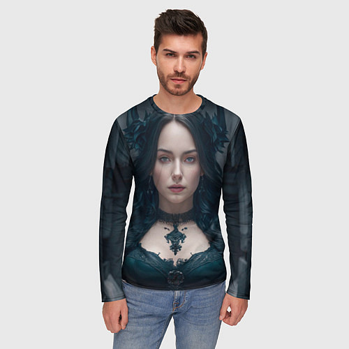 Мужской лонгслив Готическая девушка Амара / 3D-принт – фото 3