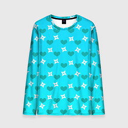 Мужской лонгслив Сюрикены и сердечки: голубой