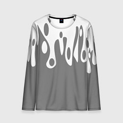 Лонгслив мужской Потеки белой краски на сером фоне, цвет: 3D-принт