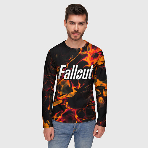 Мужской лонгслив Fallout red lava / 3D-принт – фото 3