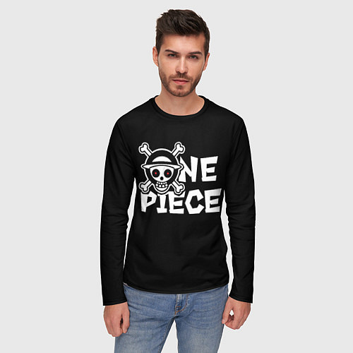 Мужской лонгслив One piece - emblem / 3D-принт – фото 3