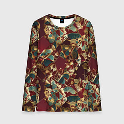 Лонгслив мужской Витражный узор на рубиновом фоне, цвет: 3D-принт