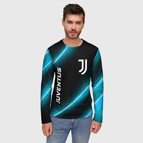 Мужской лонгслив Juventus неоновые лампы / 3D-принт – фото 3