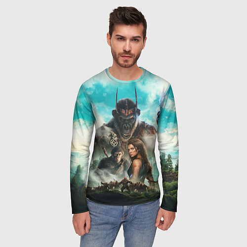 Мужской лонгслив Постер планета обезьян / 3D-принт – фото 3