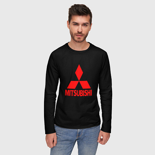 Мужской лонгслив Mitsubishi red logo / 3D-принт – фото 3