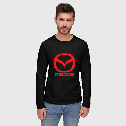 Мужской лонгслив Mazda red logo / 3D-принт – фото 3