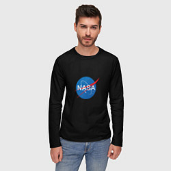 Лонгслив мужской Nasa logo space blue, цвет: 3D-принт — фото 2