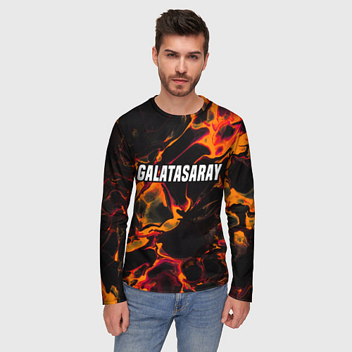 Мужской лонгслив Galatasaray red lava / 3D-принт – фото 3