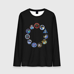 Лонгслив мужской NASA круг логотипов, цвет: 3D-принт