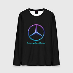 Лонгслив мужской Mercedes neon logo, цвет: 3D-принт