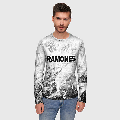 Мужской лонгслив Ramones white graphite / 3D-принт – фото 3