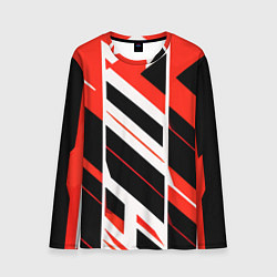 Лонгслив мужской Black and red stripes on a white background, цвет: 3D-принт