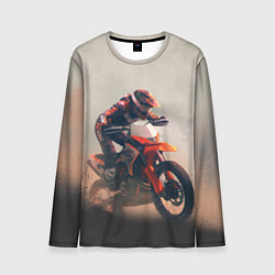 Лонгслив мужской Мотоциклист - гонка, цвет: 3D-принт