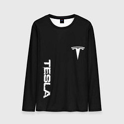 Лонгслив мужской Tesla logo white, цвет: 3D-принт