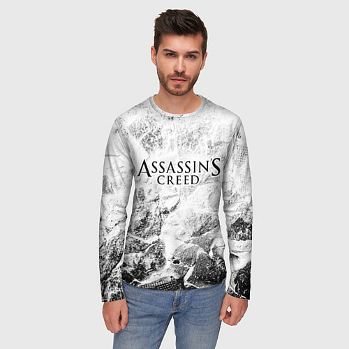 Мужской лонгслив Assassins Creed white graphite / 3D-принт – фото 3