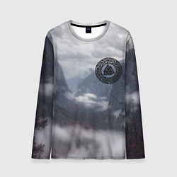 Лонгслив мужской Место силы и символ валькнут на груди, цвет: 3D-принт