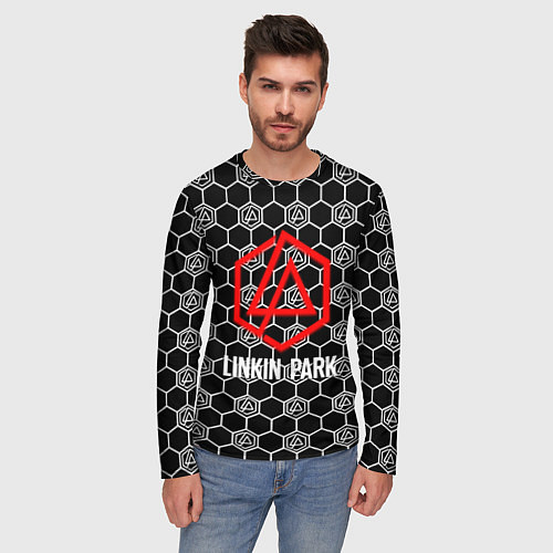 Мужской лонгслив Linkin park logo pattern / 3D-принт – фото 3