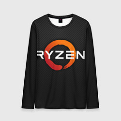 Лонгслив мужской AMD ryzen logo carbon black, цвет: 3D-принт
