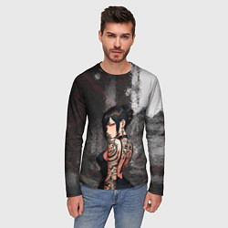 Лонгслив мужской Татуированная брюнетка, цвет: 3D-принт — фото 2