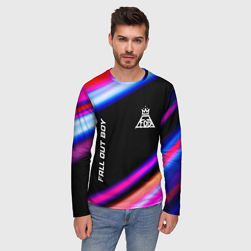 Мужской лонгслив Fall Out Boy neon rock lights / 3D-принт – фото 3