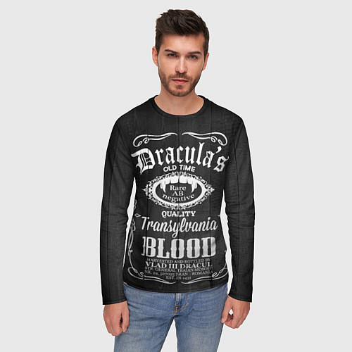 Мужской лонгслив Дракула - качественная кровь / 3D-принт – фото 3