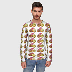 Лонгслив мужской Пончики-фастфуд паттерн, цвет: 3D-принт — фото 2