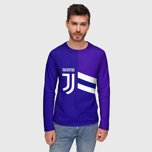 Мужской лонгслив Juventus sport geometry line / 3D-принт – фото 3