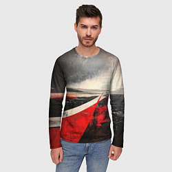 Лонгслив мужской Футуристичный пейзаж в ретро стиле, цвет: 3D-принт — фото 2