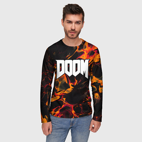 Мужской лонгслив Doom red lava / 3D-принт – фото 3