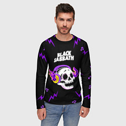 Лонгслив мужской Black Sabbath неоновый череп, цвет: 3D-принт — фото 2