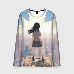Лонгслив мужской Девушка аниме, цвет: 3D-принт
