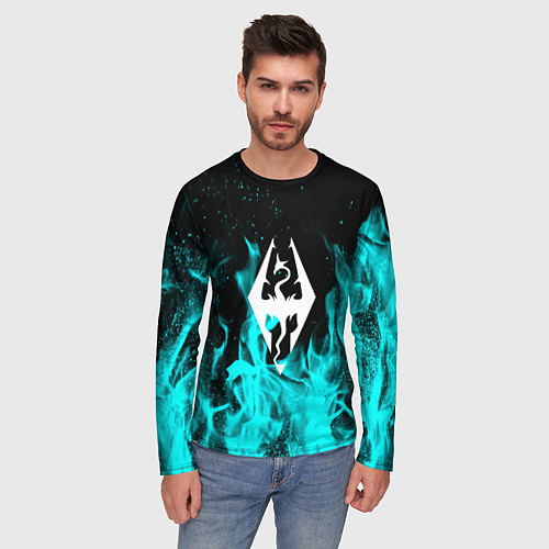 Мужской лонгслив The elder scrolls neon flame / 3D-принт – фото 3