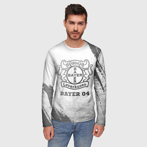 Мужской лонгслив Bayer 04 - white gradient / 3D-принт – фото 3