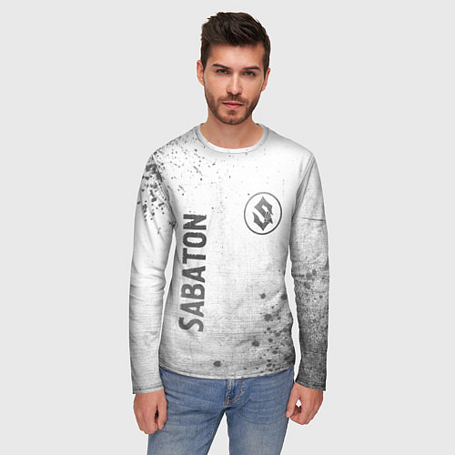 Мужской лонгслив Sabaton - white gradient вертикально / 3D-принт – фото 3