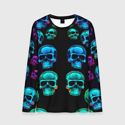 Лонгслив мужской Neon skulls - ai art pattern, цвет: 3D-принт